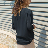 Chiffon Long Sleeve Skew Collar Solid Office Women Blouses And Tops - Sheseelady